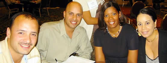 Four participants at diversity training.